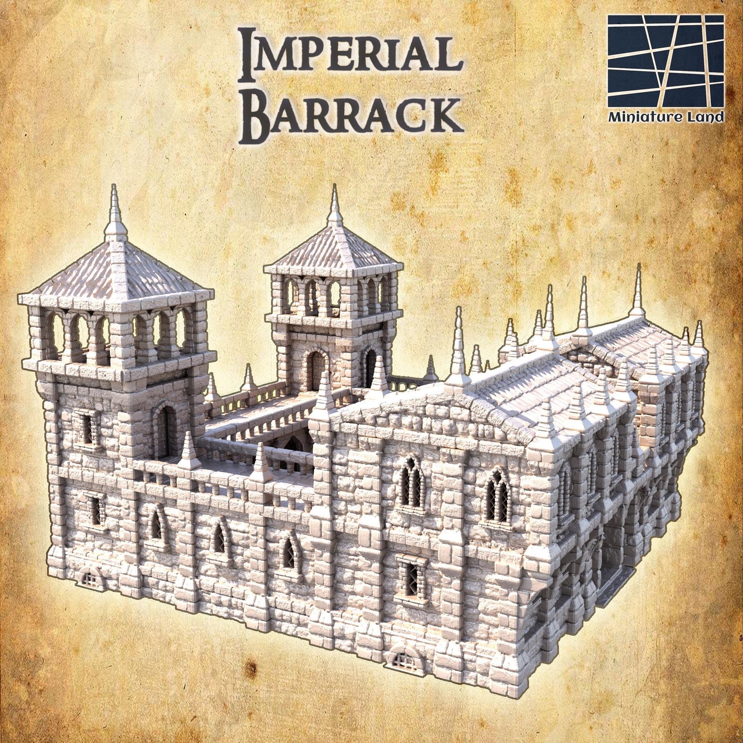 Imperial Barrack - Tabletop Terrain - 28 MM, Tabletop 3D Printed Terrain by MiniatureLand, Perfect for Wargaming and RPGs