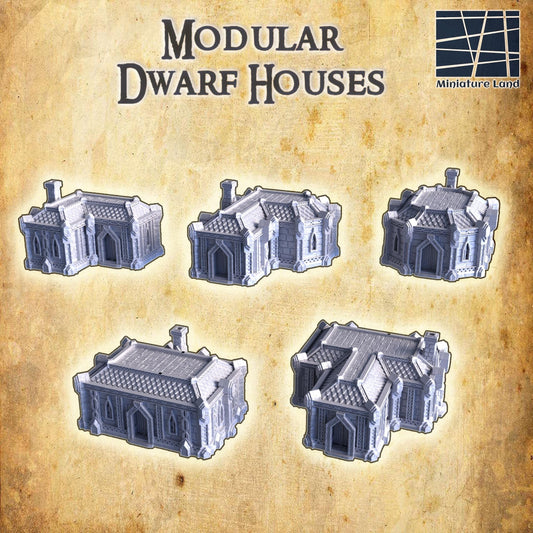 Dwarf Houses - Tabletop Terrain - 28 MM, Tabletop 3D Printed Terrain by MiniatureLand, Perfect for Wargaming and RPGs