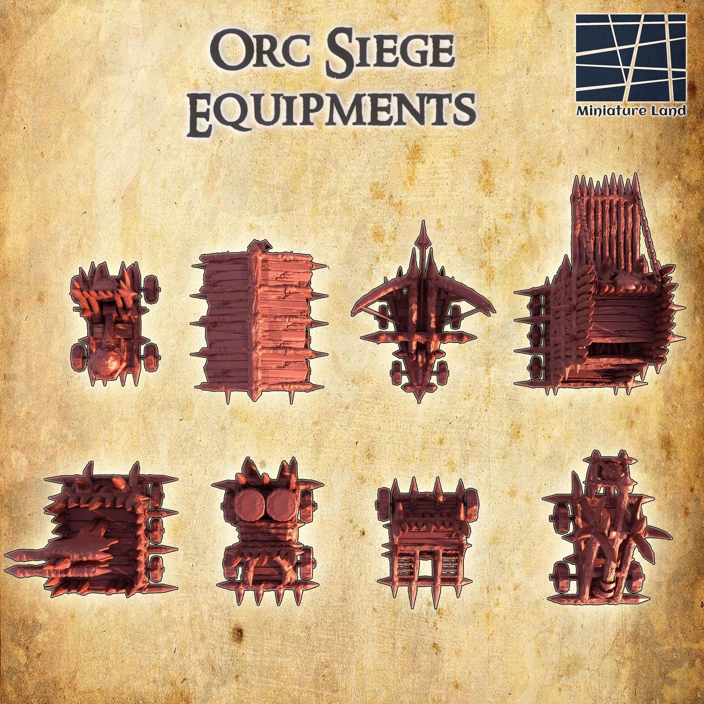 Orc Siege Weapons - Tabletop Terrain - 28 MM, Tabletop 3D Printed Terrain by MiniatureLand, Perfect for Wargaming and RPGs