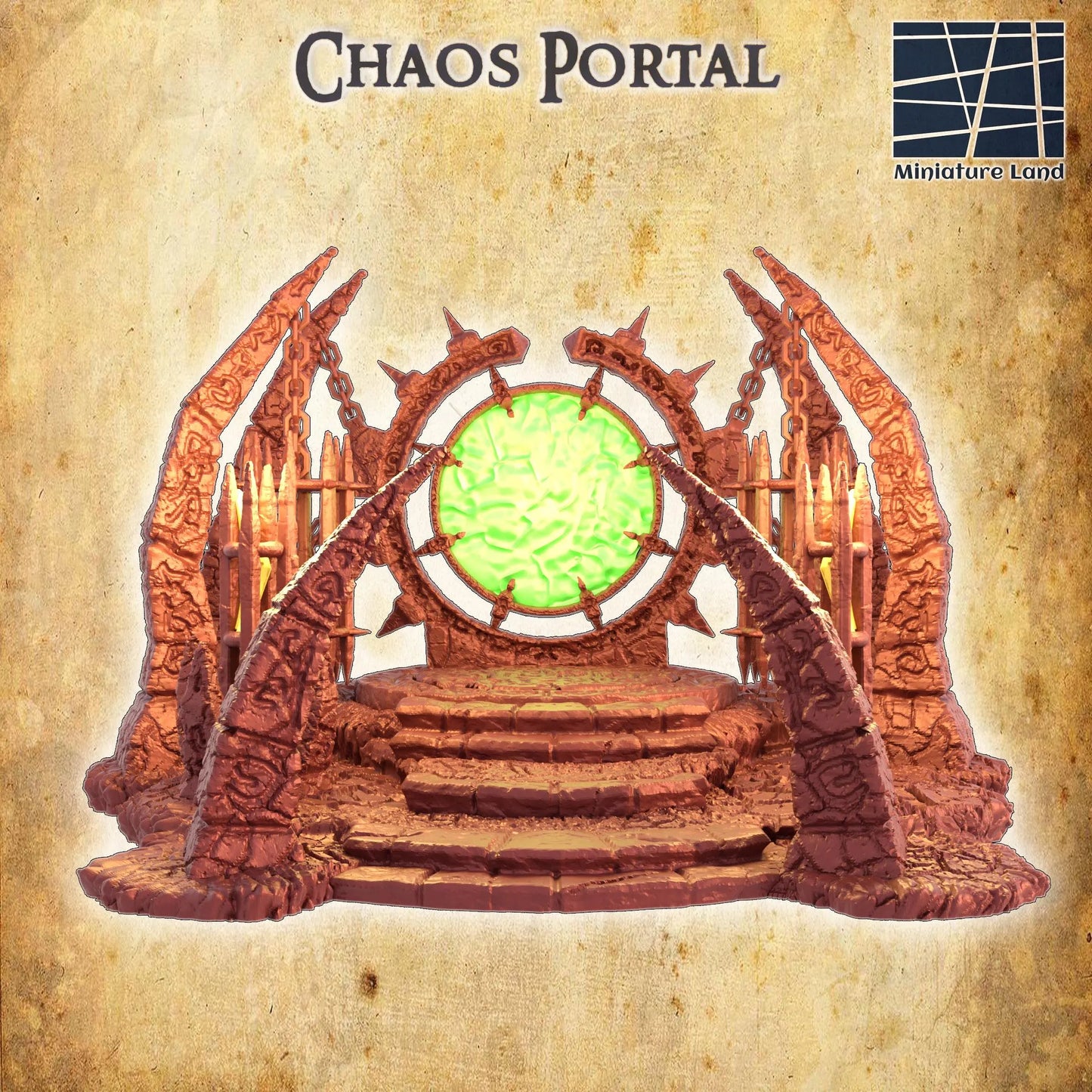 Chaos Portal - Tabletop Terrain - 28 MM, Tabletop 3D Printed Terrain by MiniatureLand, Perfect for Wargaming and RPGs