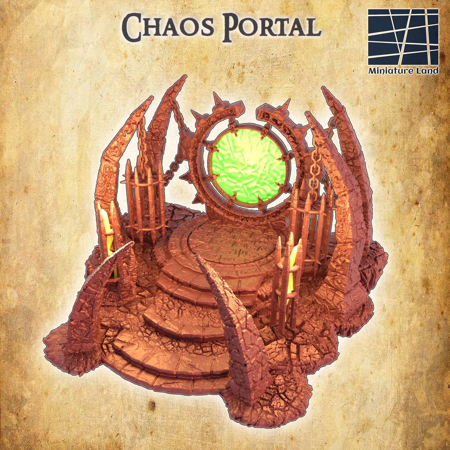 Chaos Portal - Tabletop Terrain - 28 MM, Tabletop 3D Printed Terrain by MiniatureLand, Perfect for Wargaming and RPGs