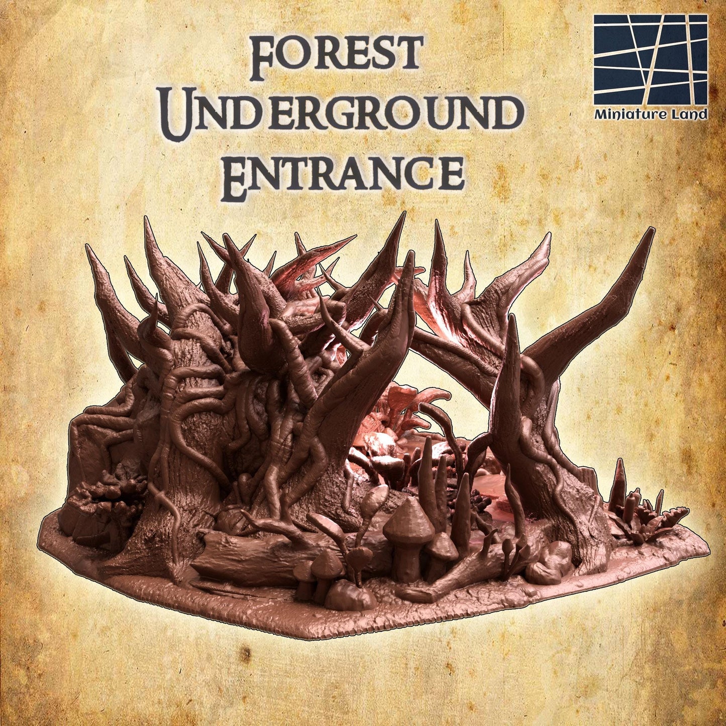 Forest Underground Entrance - Tabletop Terrain - 28 MM, Tabletop 3D Printed Terrain by MiniatureLand, Perfect for Wargaming and RPGs