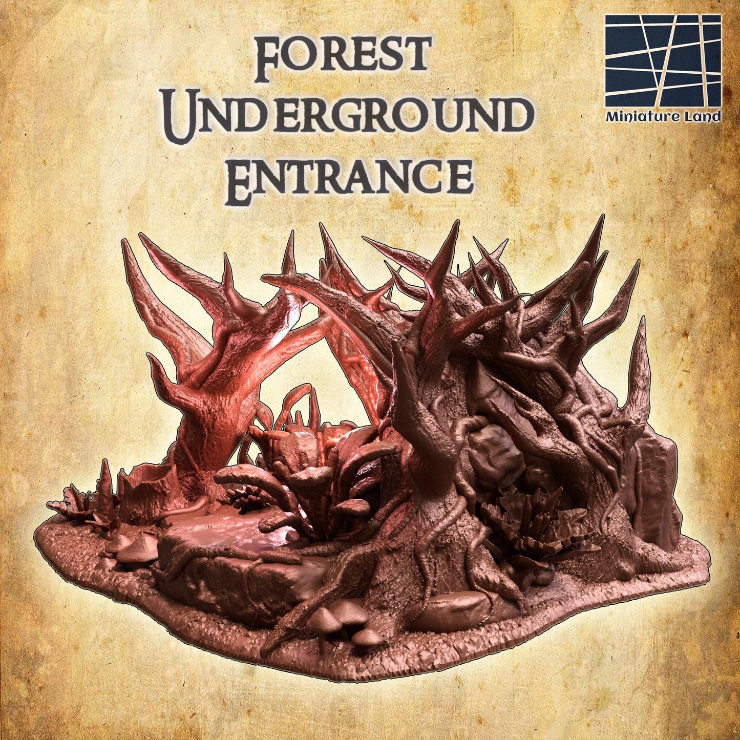Forest Underground Entrance - Tabletop Terrain - 28 MM, Tabletop 3D Printed Terrain by MiniatureLand, Perfect for Wargaming and RPGs