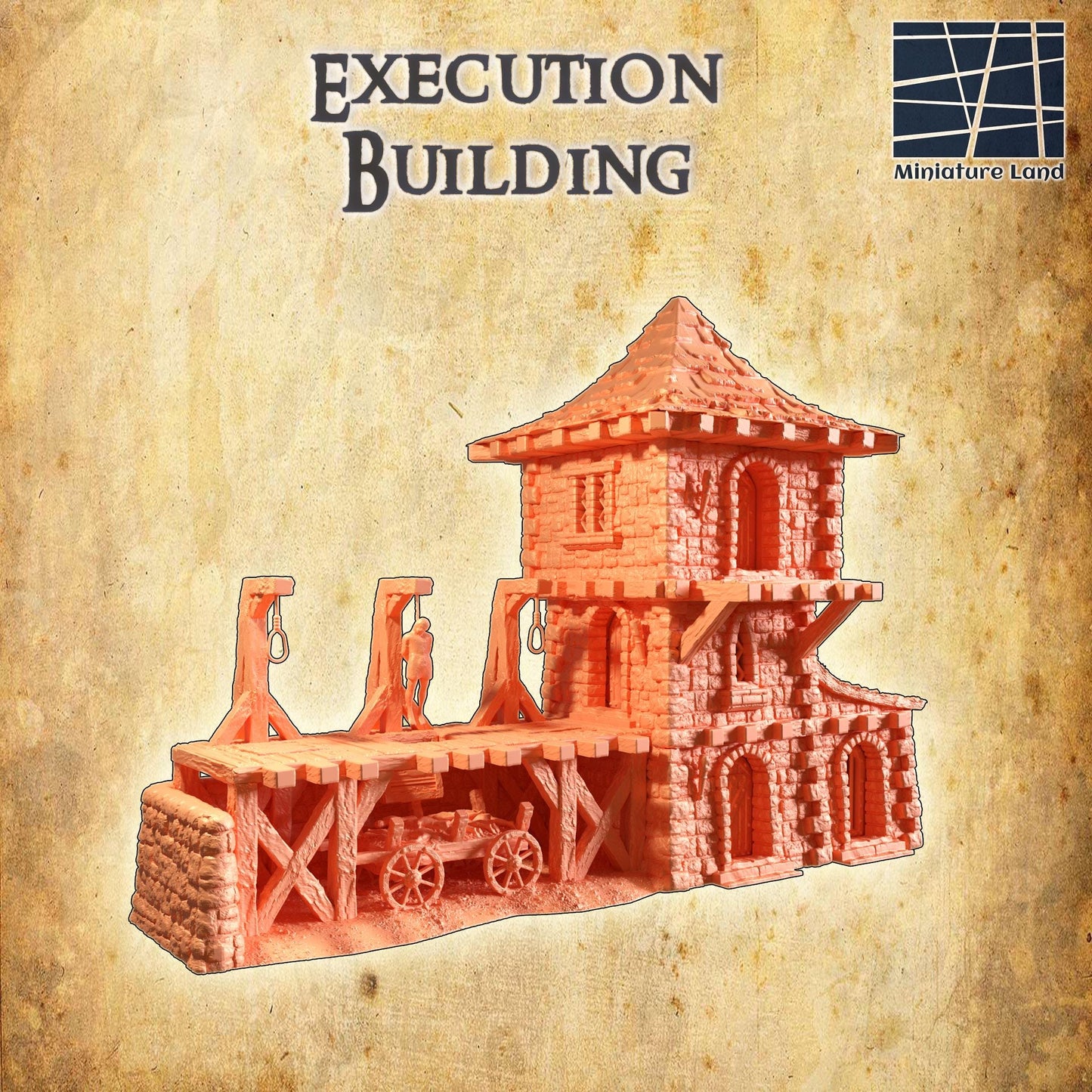 Execution Building - Tabletop Terrain - 28 MM, Tabletop 3D Printed Terrain by MiniatureLand, Perfect for Wargaming and RPGs