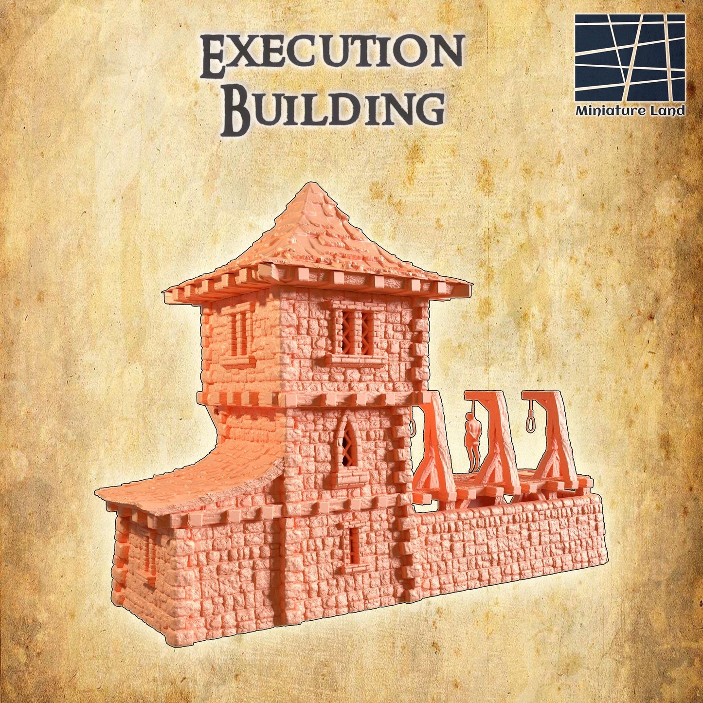 Execution Building - Tabletop Terrain - 28 MM, Tabletop 3D Printed Terrain by MiniatureLand, Perfect for Wargaming and RPGs