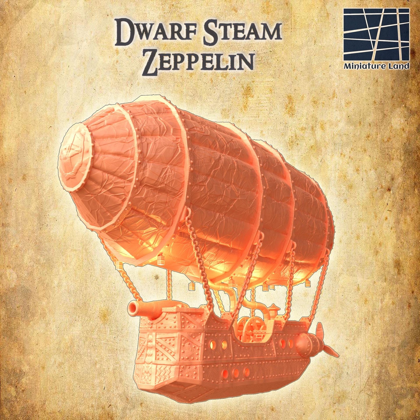 Dwarf Steam Zeppelin - Tabletop Terrain - 28 MM, Tabletop 3D Printed Terrain by MiniatureLand, Perfect for Wargaming and RPGs