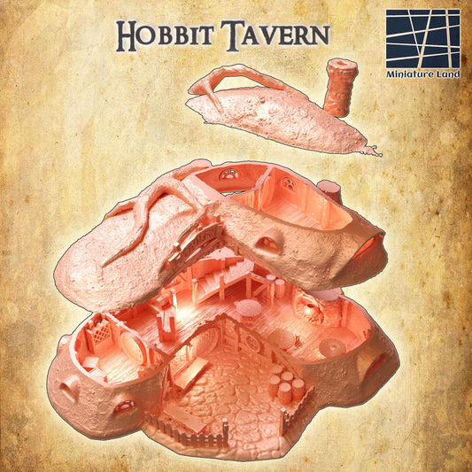 Hobbit Tavern - Tabletop Terrain - 28 MM, Tabletop 3D Printed Terrain by MiniatureLand, Perfect for Wargaming and RPGs