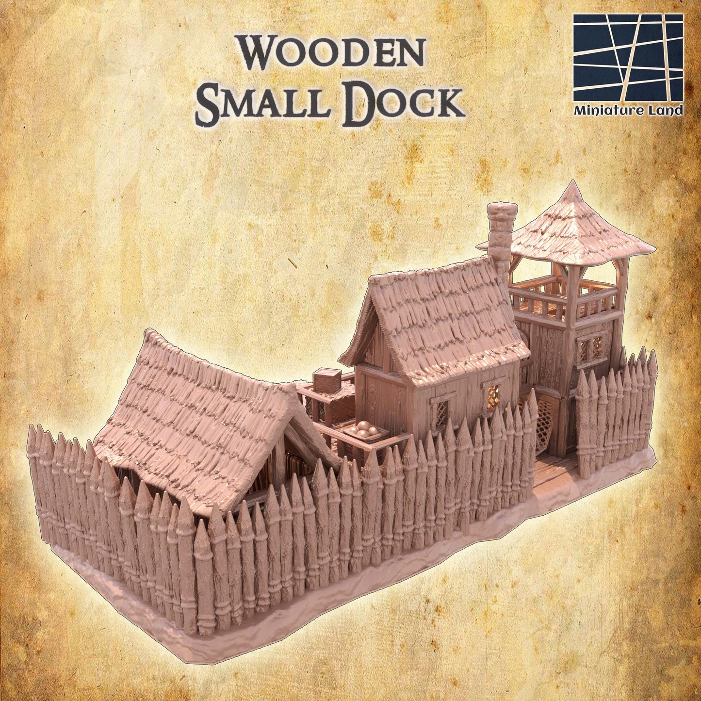 Small Wooden Dock - Tabletop Terrain - 28 MM, Tabletop 3D Printed Terrain by MiniatureLand, Perfect for Wargaming and RPGs