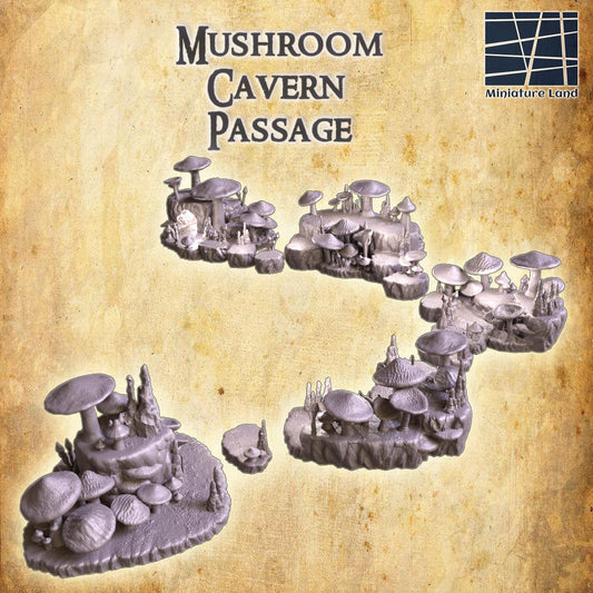 Mushroom Cavern Passage - Tabletop Terrain - 28 MM, Tabletop 3D Printed Terrain by MiniatureLand, Perfect for Wargaming and RPGs