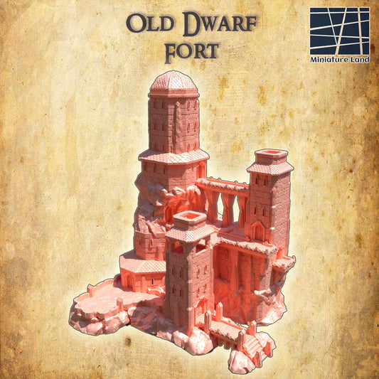 Old Dwarf Fort - Tabletop Terrain - 28 MM, Tabletop 3D Printed Terrain by MiniatureLand, Perfect for Wargaming and RPGs
