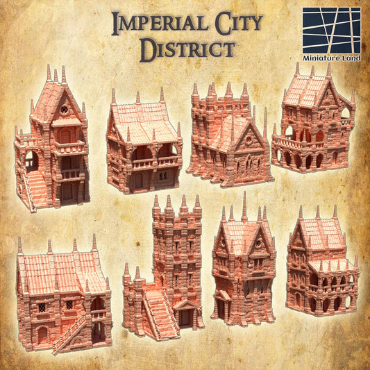 Imperial City District - Tabletop Terrain - 28 MM, Tabletop 3D Printed Terrain by MiniatureLand, Perfect for Wargaming and RPGs