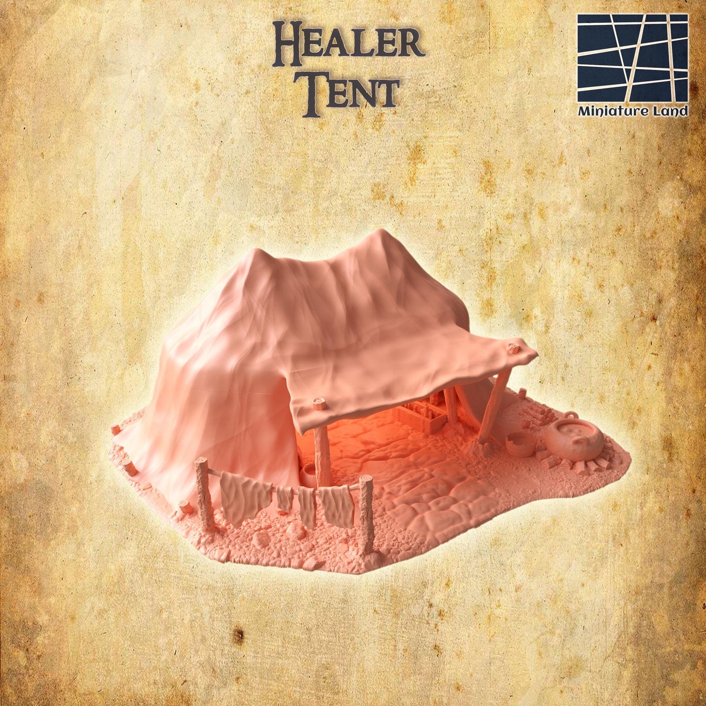 Healer Tent - Tabletop Terrain - 28 MM, Tabletop 3D Printed Terrain by MiniatureLand, Perfect for Wargaming and RPGs