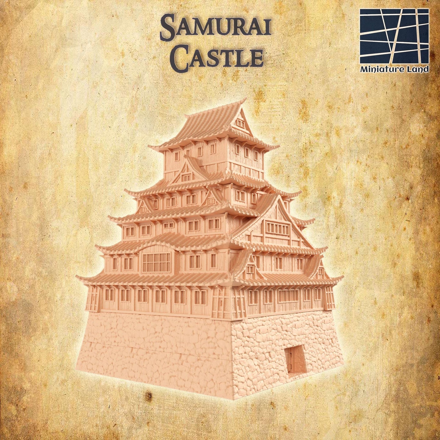 Samurai Castle - Tabletop Terrain - 28 MM, Tabletop 3D Printed Terrain by MiniatureLand, Perfect for Wargaming and RPGs