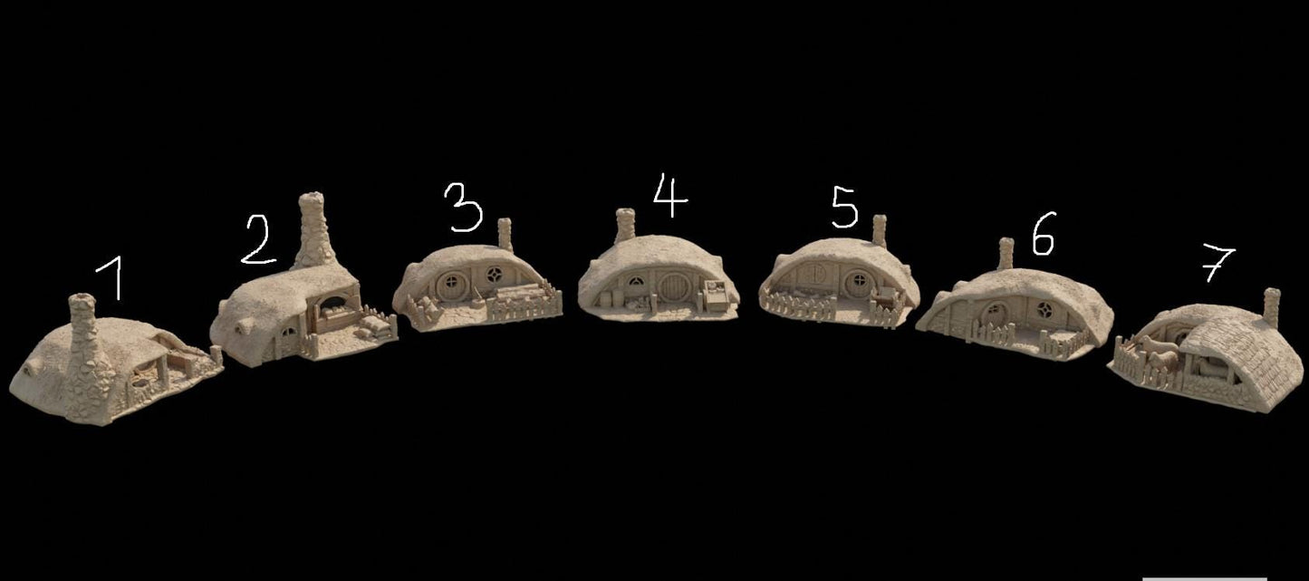 Hobbit Burrows - Tabletop Terrain - 28 MM, Tabletop 3D Printed Terrain by MiniatureLand, Perfect for Wargaming and RPGs