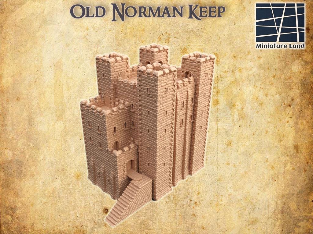 Old Norman Keep - Tabletop Terrain - 28 MM, Tabletop 3D Printed Terrain by MiniatureLand, Perfect for Wargaming and RPGs