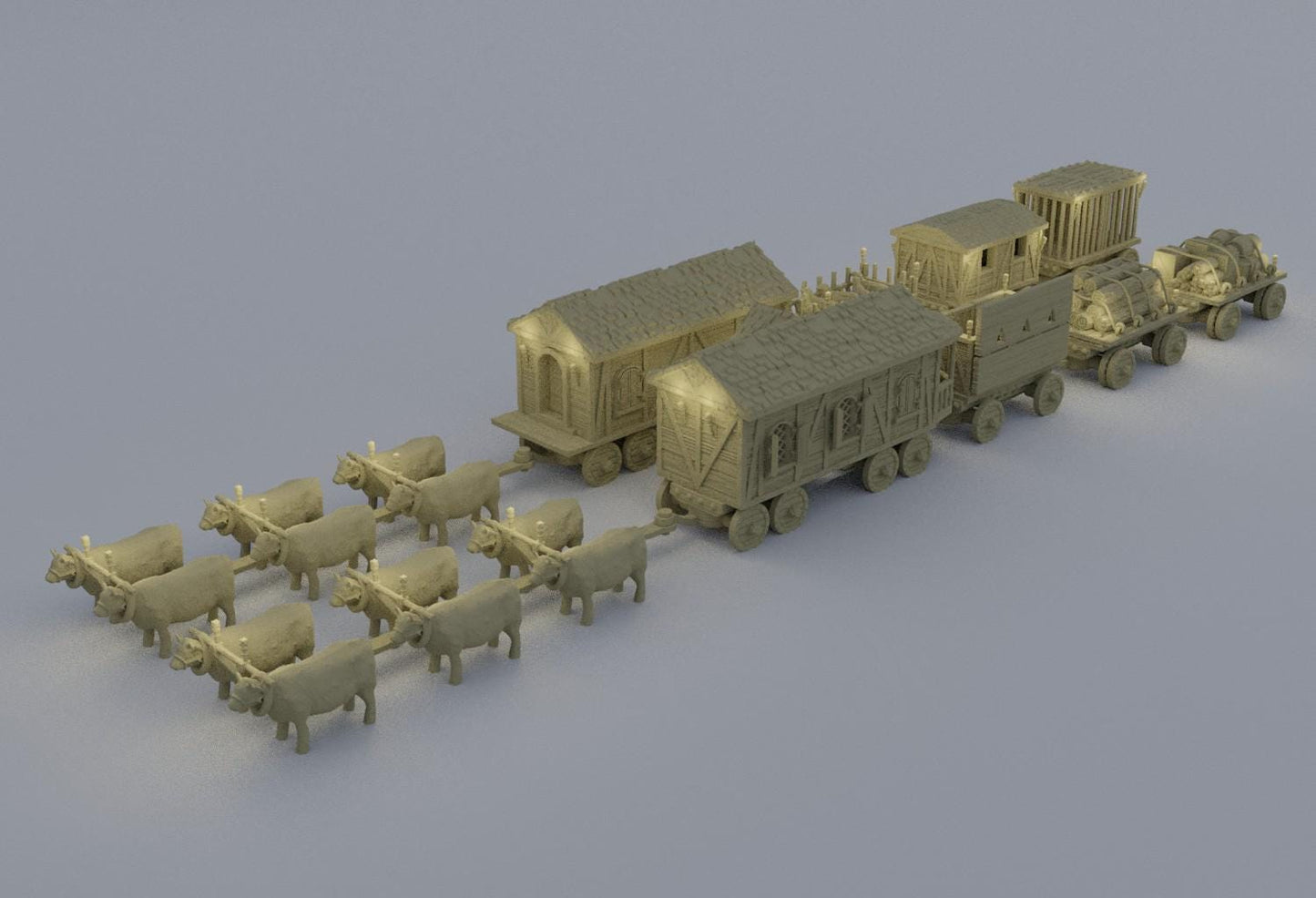 Convoy of Settlers - Tabletop Terrain - 28 MM, Tabletop 3D Printed Terrain by MiniatureLand, Perfect for Wargaming and RPGs