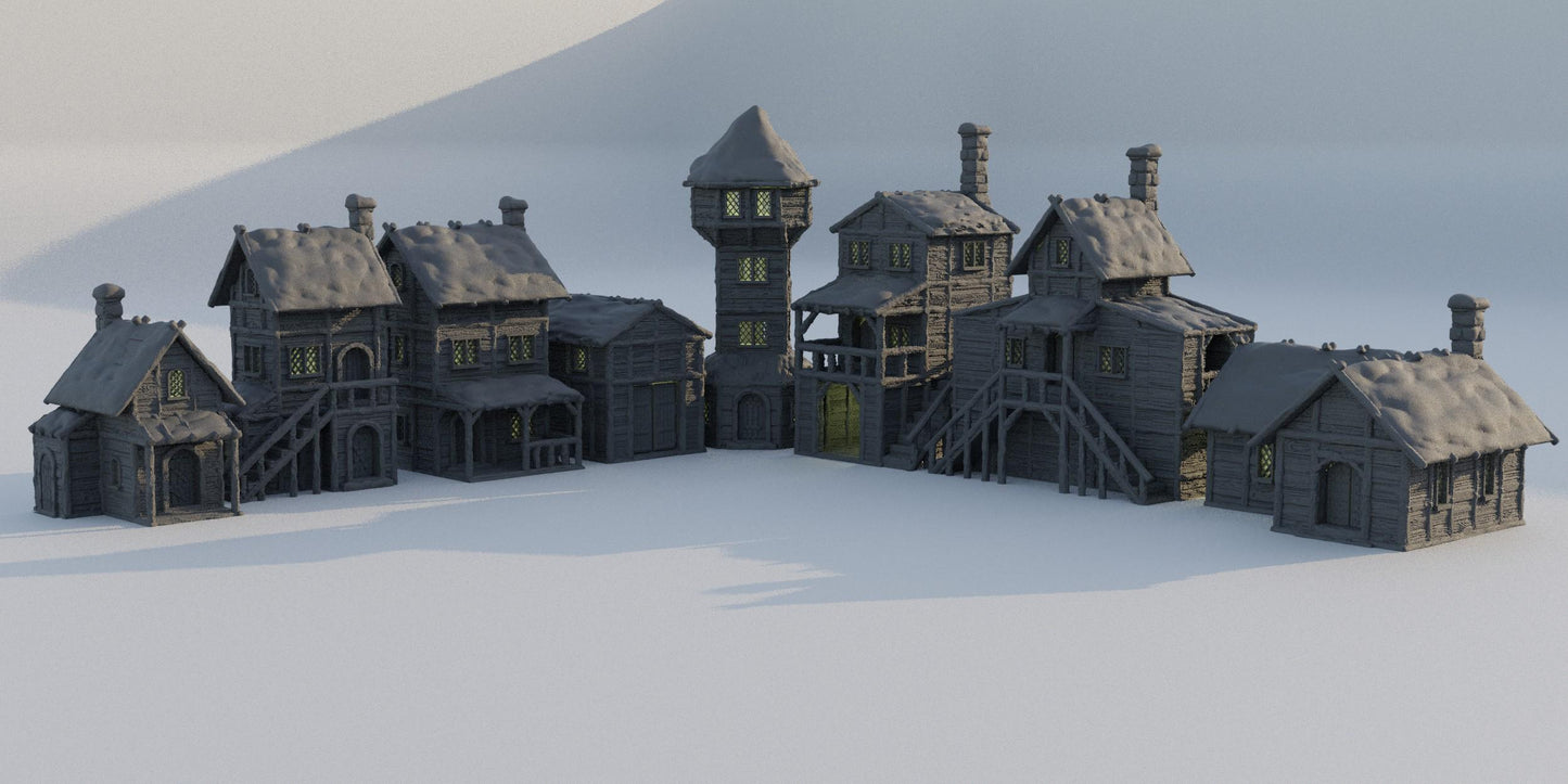 Winter Forest Village - Tabletop Terrain - 28 MM, Tabletop 3D Printed Terrain by MiniatureLand, Perfect for Wargaming and RPGs