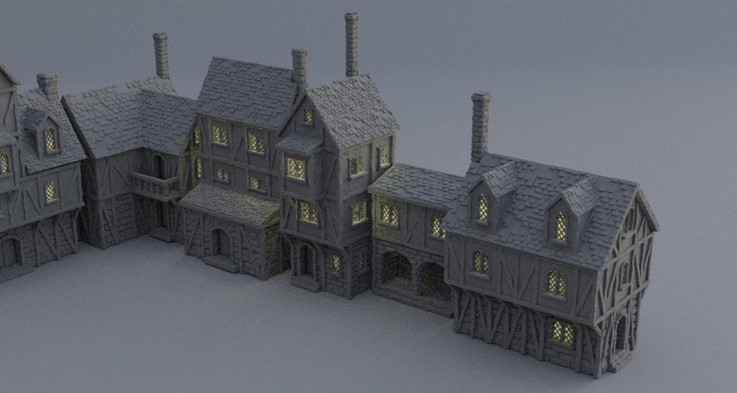 Modular Town District - Tabletop Terrain - 28 MM, Tabletop 3D Printed Terrain by MiniatureLand, Perfect for Wargaming and RPGs