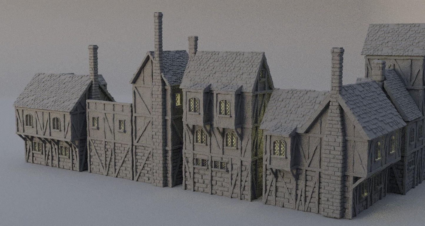 Modular Town District - Tabletop Terrain - 28 MM, Tabletop 3D Printed Terrain by MiniatureLand, Perfect for Wargaming and RPGs