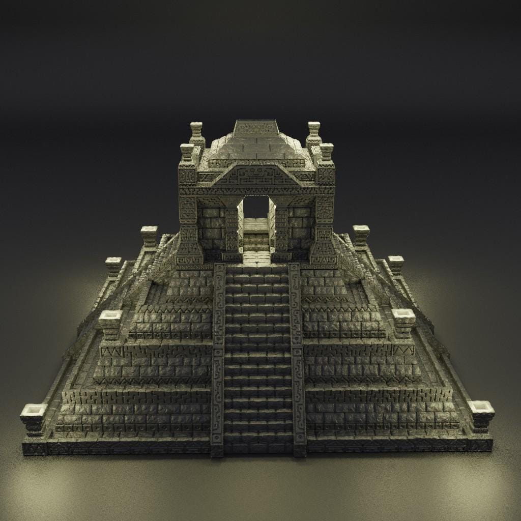 Small Jungle Temple - Tabletop Terrain - 28 MM, Tabletop 3D Printed Terrain by MiniatureLand, Perfect for Wargaming and RPGs