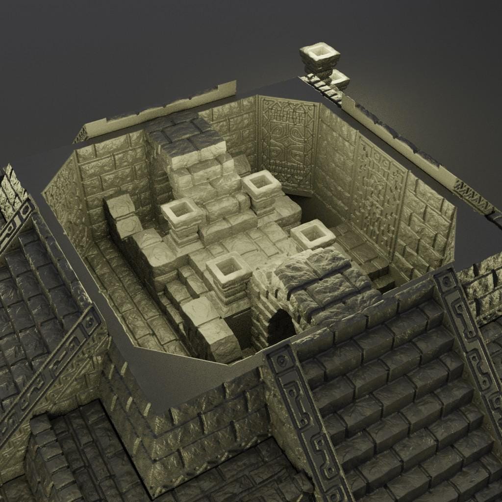 Small Jungle Temple - Tabletop Terrain - 28 MM, Tabletop 3D Printed Terrain by MiniatureLand, Perfect for Wargaming and RPGs