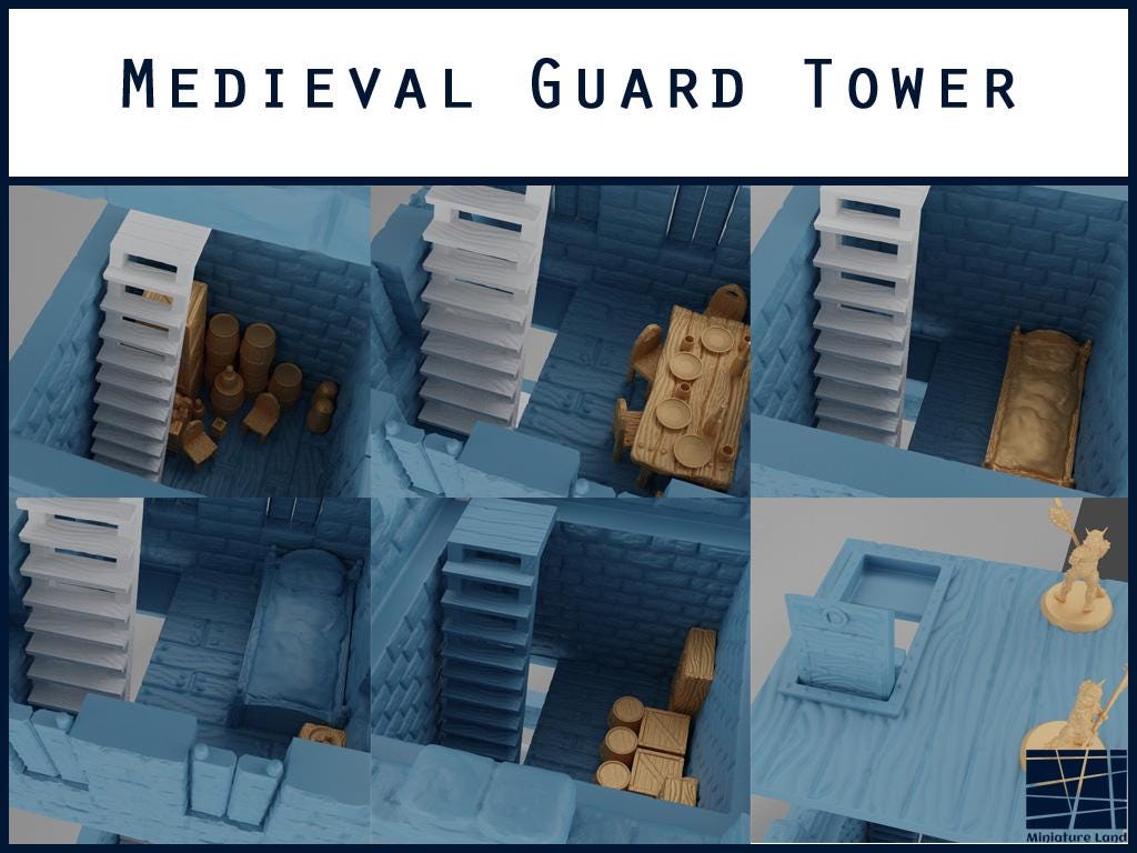 Guard Tower- Tabletop Terrain - 28 MM, Tabletop 3D Printed Terrain by MiniatureLand, Perfect for Wargaming and RPGs