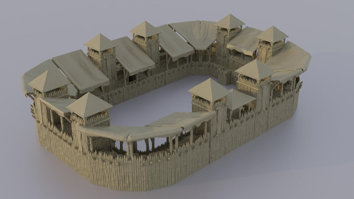 Modular Wooden Arena - Tabletop Terrain - 28 MM, Tabletop 3D Printed Terrain by MiniatureLand, Perfect for Wargaming and RPGs