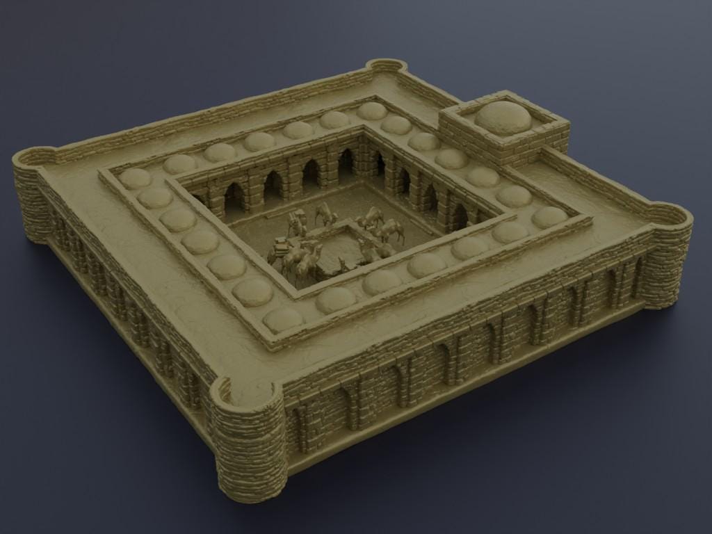 Desert Caravanserai - Tabletop Terrain - 28 MM, Tabletop 3D Printed Terrain by MiniatureLand, Perfect for Wargaming and RPGs