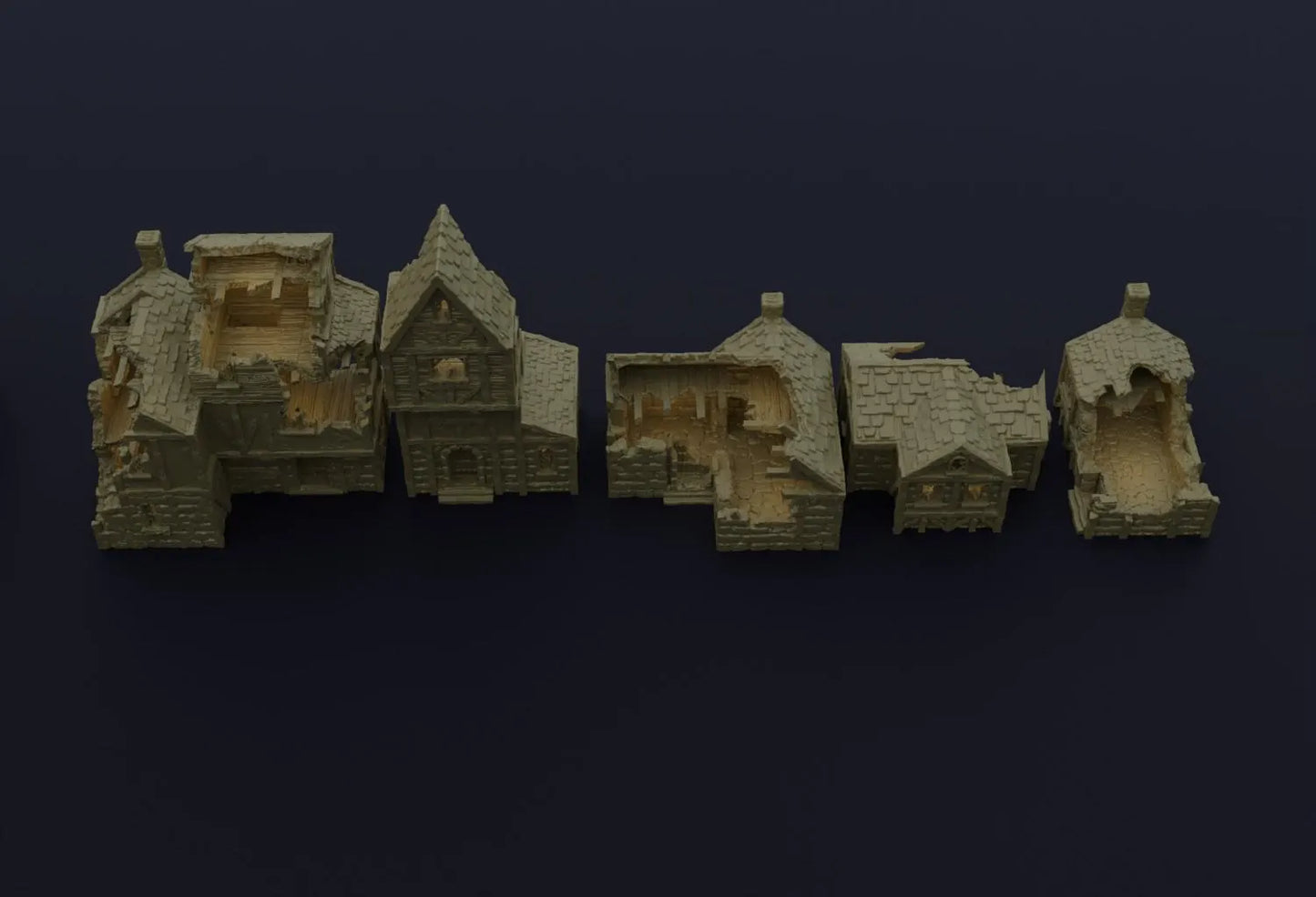Village Ruins - Tabletop Terrain - 28 MM, Tabletop 3D Printed Terrain by MiniatureLand, Perfect for Wargaming and RPGs