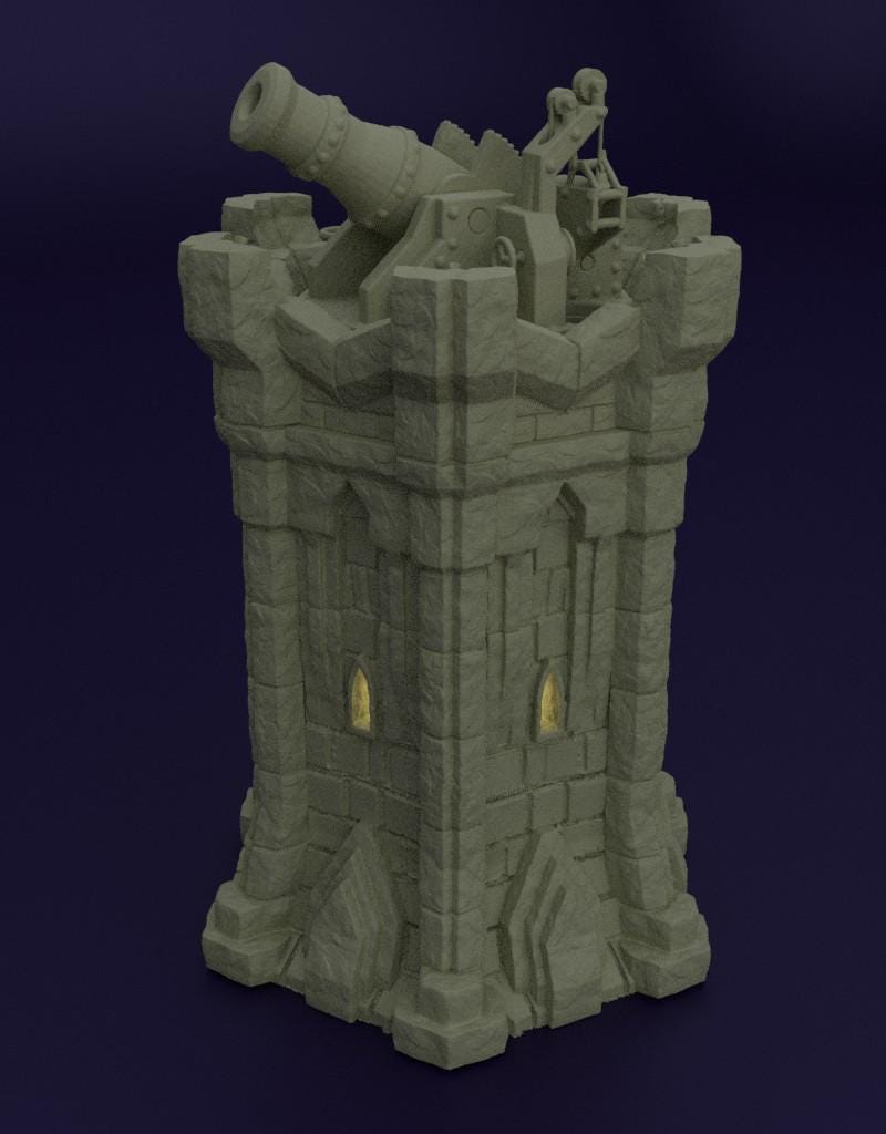 Dwarf Bombard Tower - Tabletop Terrain - 28 MM Tabletop 3D Printed Terrain by MiniatureLand, Perfect for Wargaming and RPGs