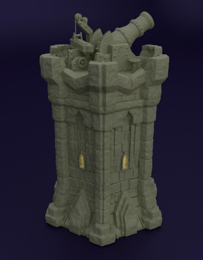 Dwarf Bombard Tower - Tabletop Terrain - 28 MM Tabletop 3D Printed Terrain by MiniatureLand, Perfect for Wargaming and RPGs