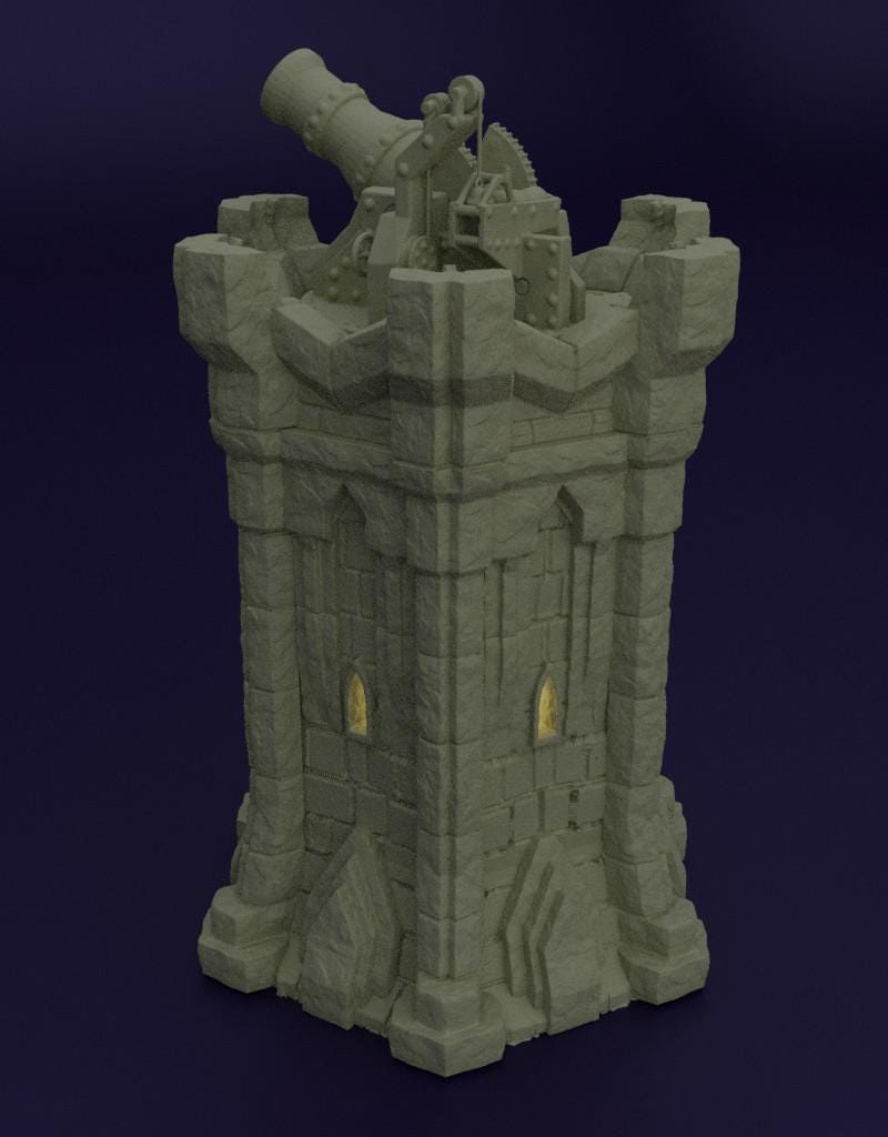 Dwarf Bombard Tower - Tabletop Terrain - 28 MM Tabletop 3D Printed Terrain by MiniatureLand, Perfect for Wargaming and RPGs