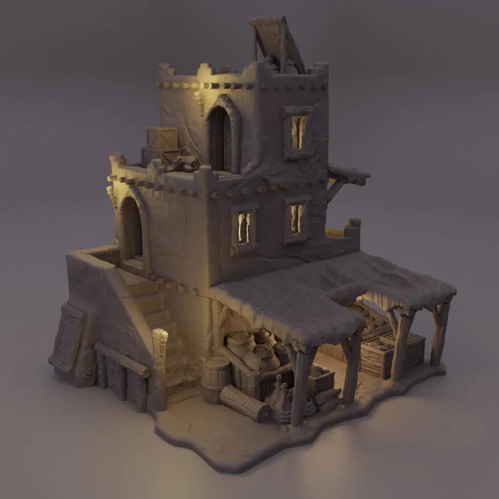 Arabian Merchant House - Tabletop Terrain - 28 MM Tabletop 3D Printed Terrain by MiniatureLand, Perfect for Wargaming and RPGs