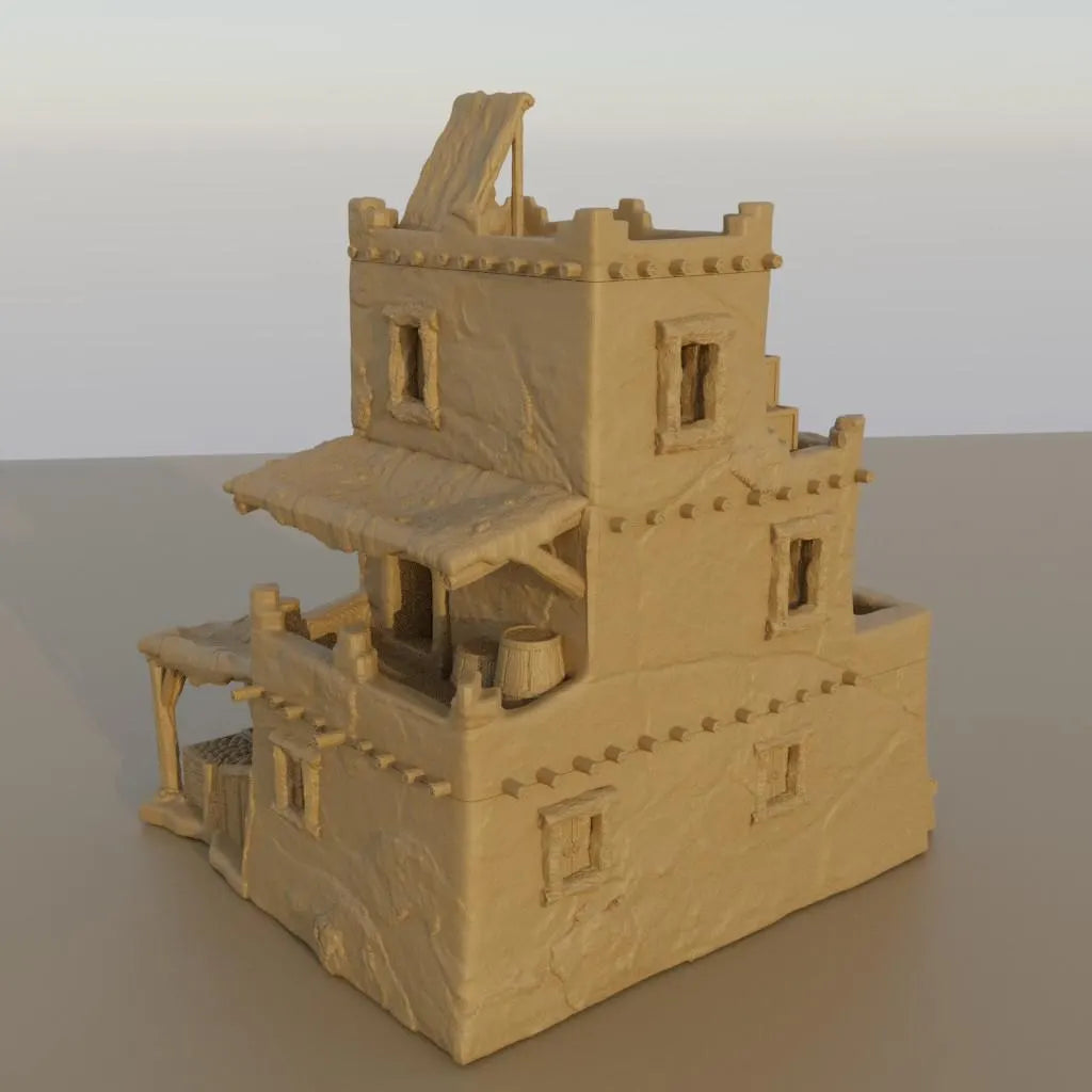 Arabian Merchant House - Tabletop Terrain - 28 MM Tabletop 3D Printed Terrain by MiniatureLand, Perfect for Wargaming and RPGs