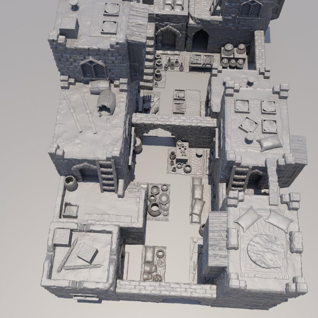 Desert Baazar District - Tabletop Terrain - 28 MM Tabletop 3D Printed Terrain by MiniatureLand, Perfect for Wargaming and RPGs