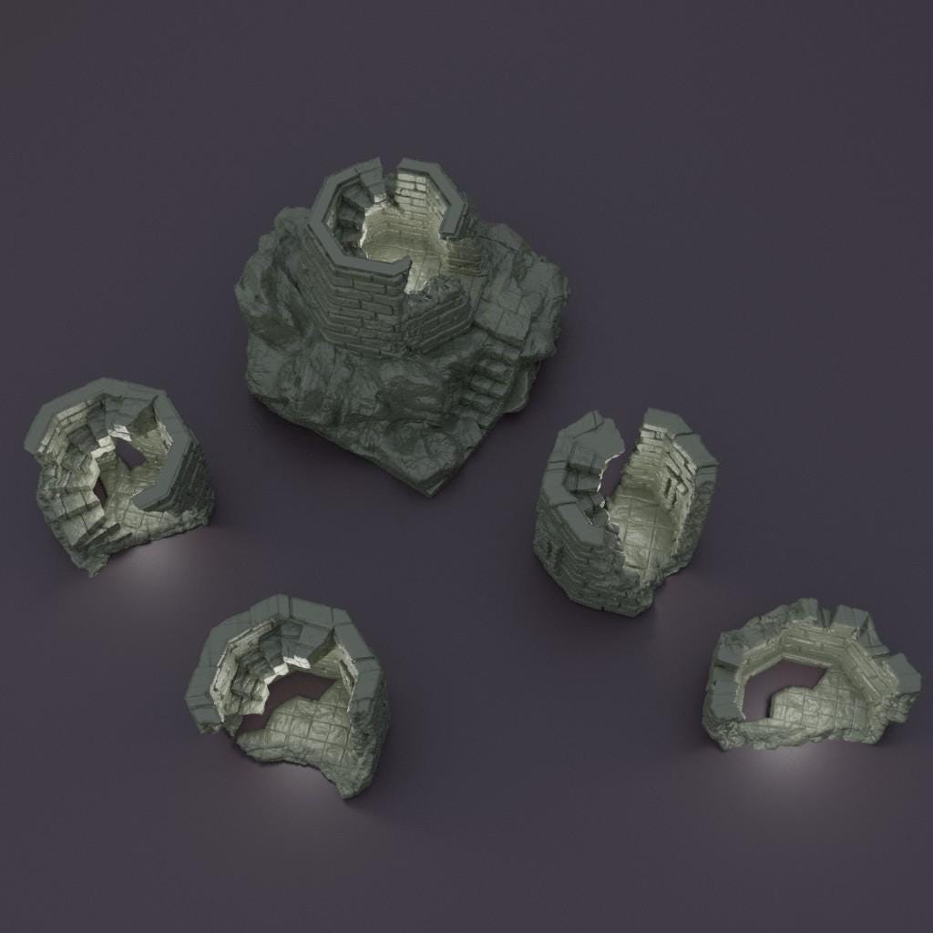 Ruined Lookout Tower - Tabletop Terrain - 28 MM, Tabletop 3D Printed Terrain by MiniatureLand, Perfect for Wargaming and RPGs