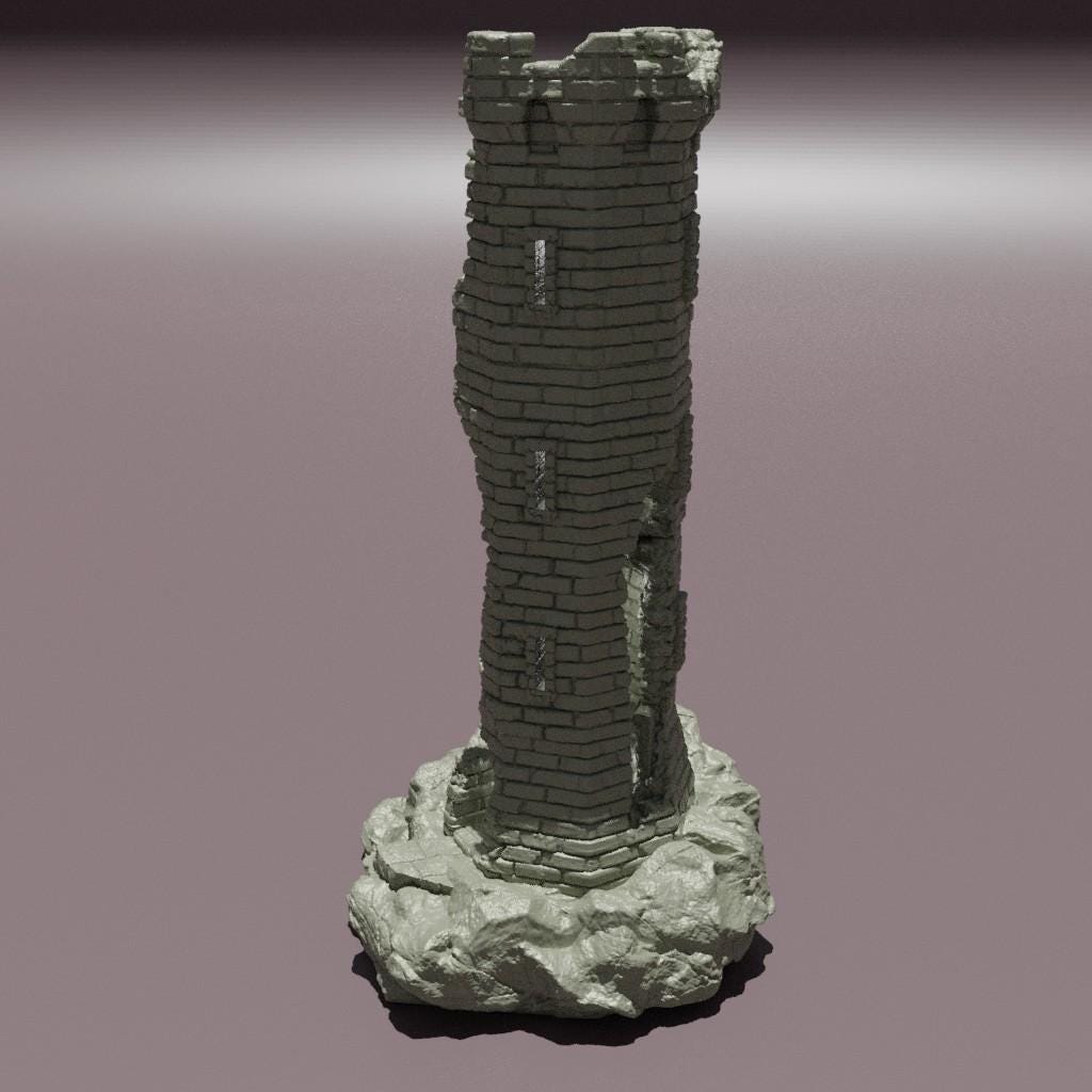 Ruined Lookout Tower - Tabletop Terrain - 28 MM, Tabletop 3D Printed Terrain by MiniatureLand, Perfect for Wargaming and RPGs