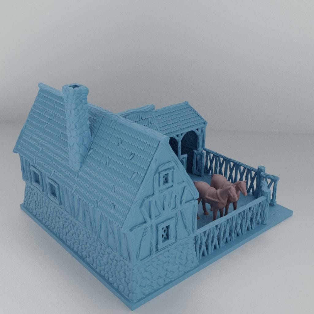 Basic Stable - Tabletop Terrain - 28 MM, Tabletop 3D Printed Terrain by MiniatureLand, Perfect for Wargaming and RPGs