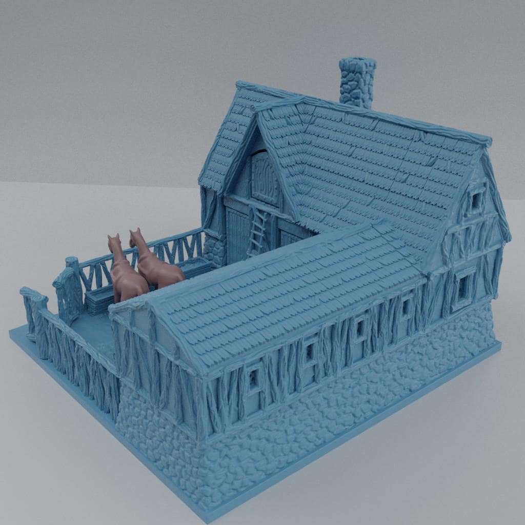 Basic Stable - Tabletop Terrain - 28 MM, Tabletop 3D Printed Terrain by MiniatureLand, Perfect for Wargaming and RPGs