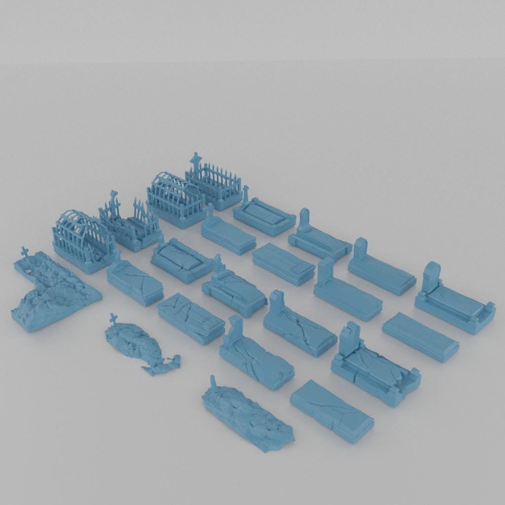 Medieval Graveyard - Tabletop Terrain - 28 MM, Tabletop 3D Printed Terrain by MiniatureLand, Perfect for Wargaming and RPGs