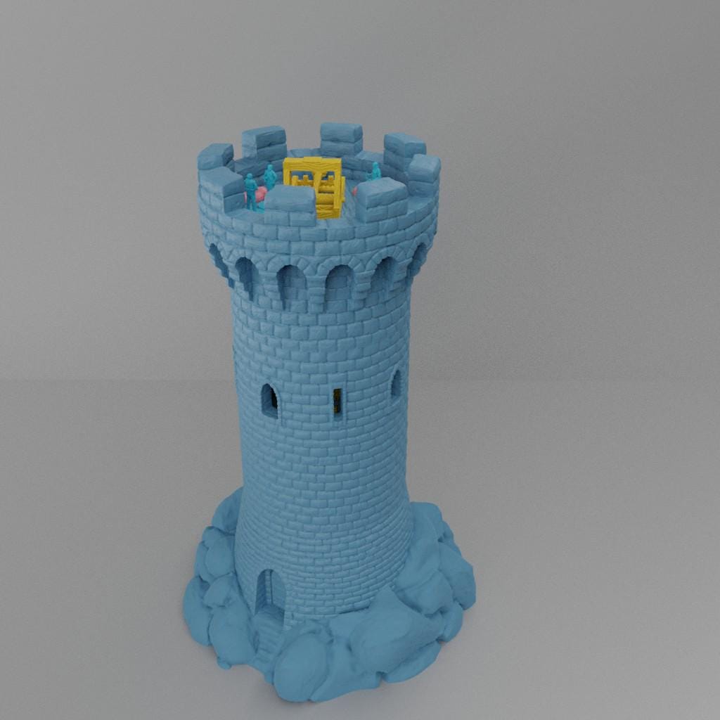 Round Tower - Tabletop Terrain - 28 MM, Tabletop 3D Printed Terrain by MiniatureLand, Perfect for Wargaming and RPGs