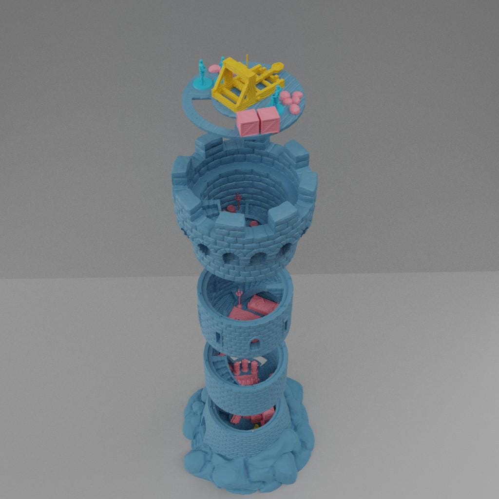 Round Tower - Tabletop Terrain - 28 MM, Tabletop 3D Printed Terrain by MiniatureLand, Perfect for Wargaming and RPGs