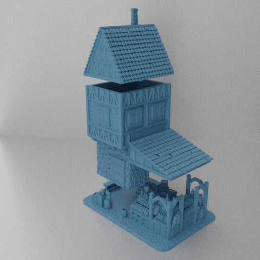Grocery House - Tabletop Terrain - 28 MM Tabletop 3D Printed Terrain by MiniatureLand, Perfect for Wargaming and RPGs