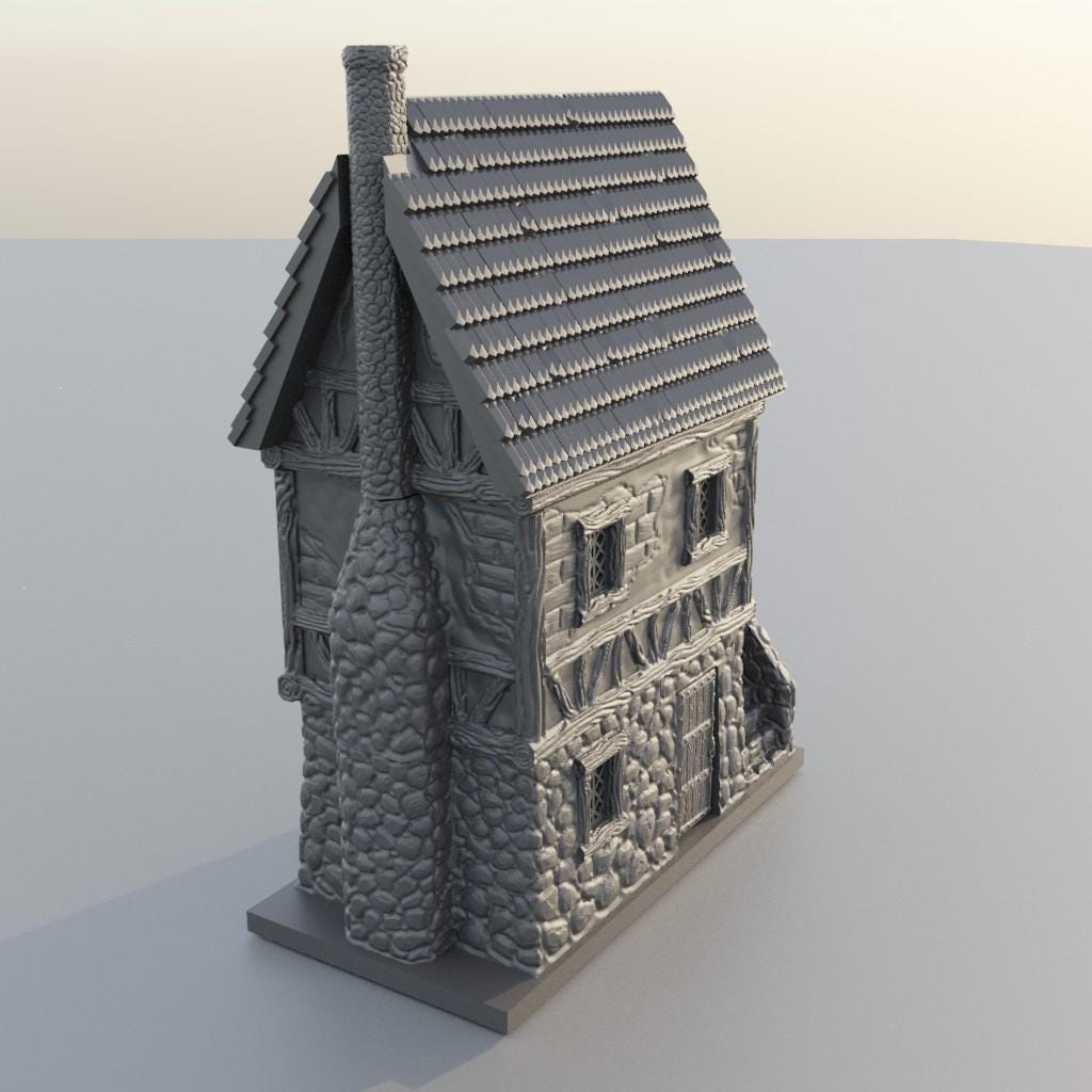 Two Story House - Tabletop Terrain - 28 MM, Tabletop 3D Printed Terrain by MiniatureLand, Perfect for Wargaming and RPGs
