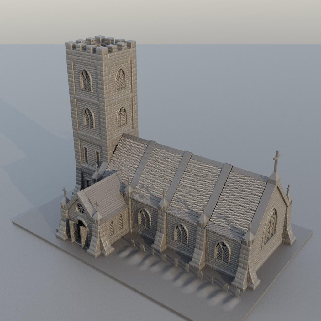 Small Church- Tabletop Terrain - 15 MM, Tabletop 3D Printed Terrain by MiniatureLand, Perfect for Wargaming and RPGs