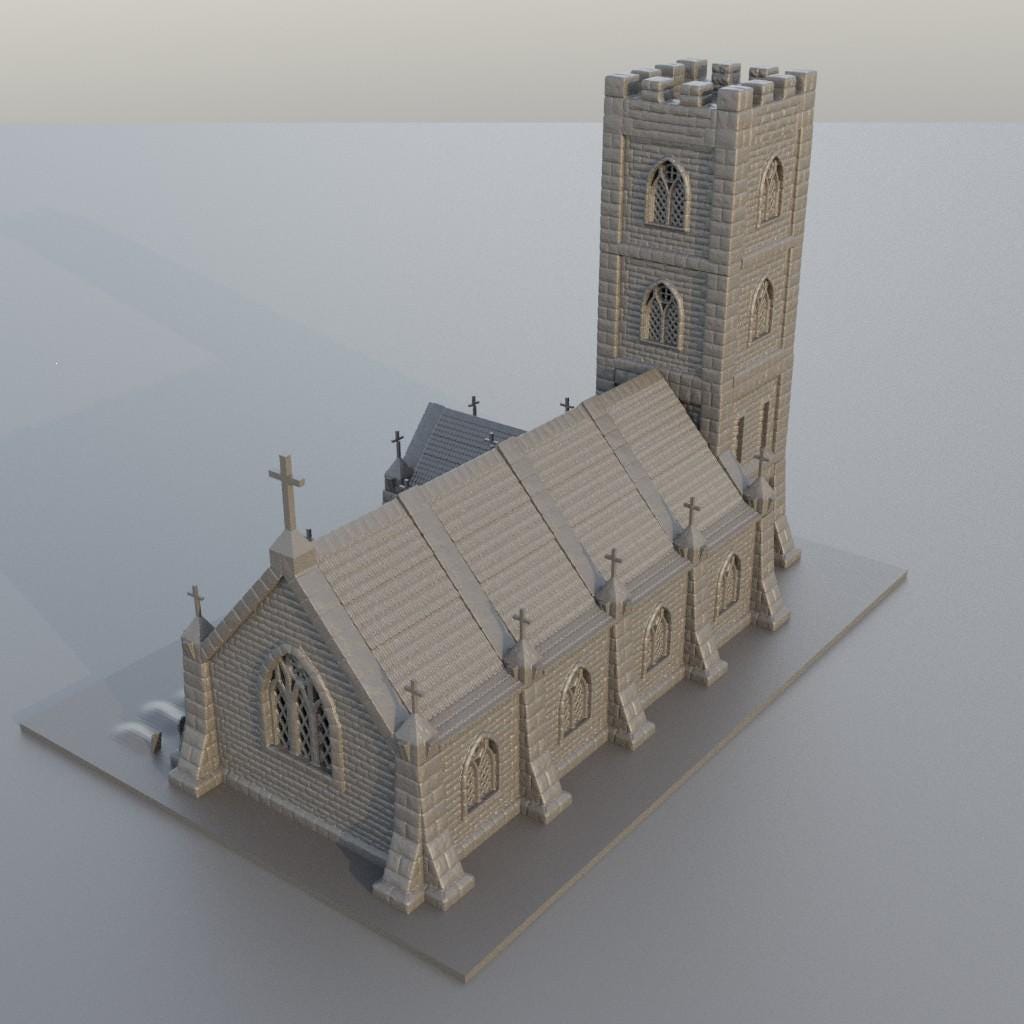 Small Church- Tabletop Terrain - 15 MM, Tabletop 3D Printed Terrain by MiniatureLand, Perfect for Wargaming and RPGs