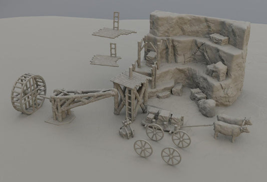 Small Stone Quarry - Tabletop Terrain - 28 MM, Tabletop 3D Printed Terrain by MiniatureLand, Perfect for Wargaming and RPGs