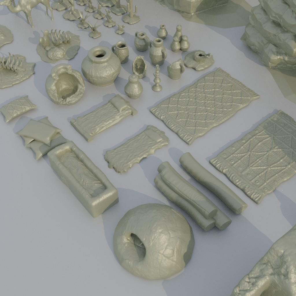 Desert Environment Pack - Tabletop Terrain - 28 MM, Tabletop 3D Printed Terrain by MiniatureLand, Perfect for Wargaming and RPGs