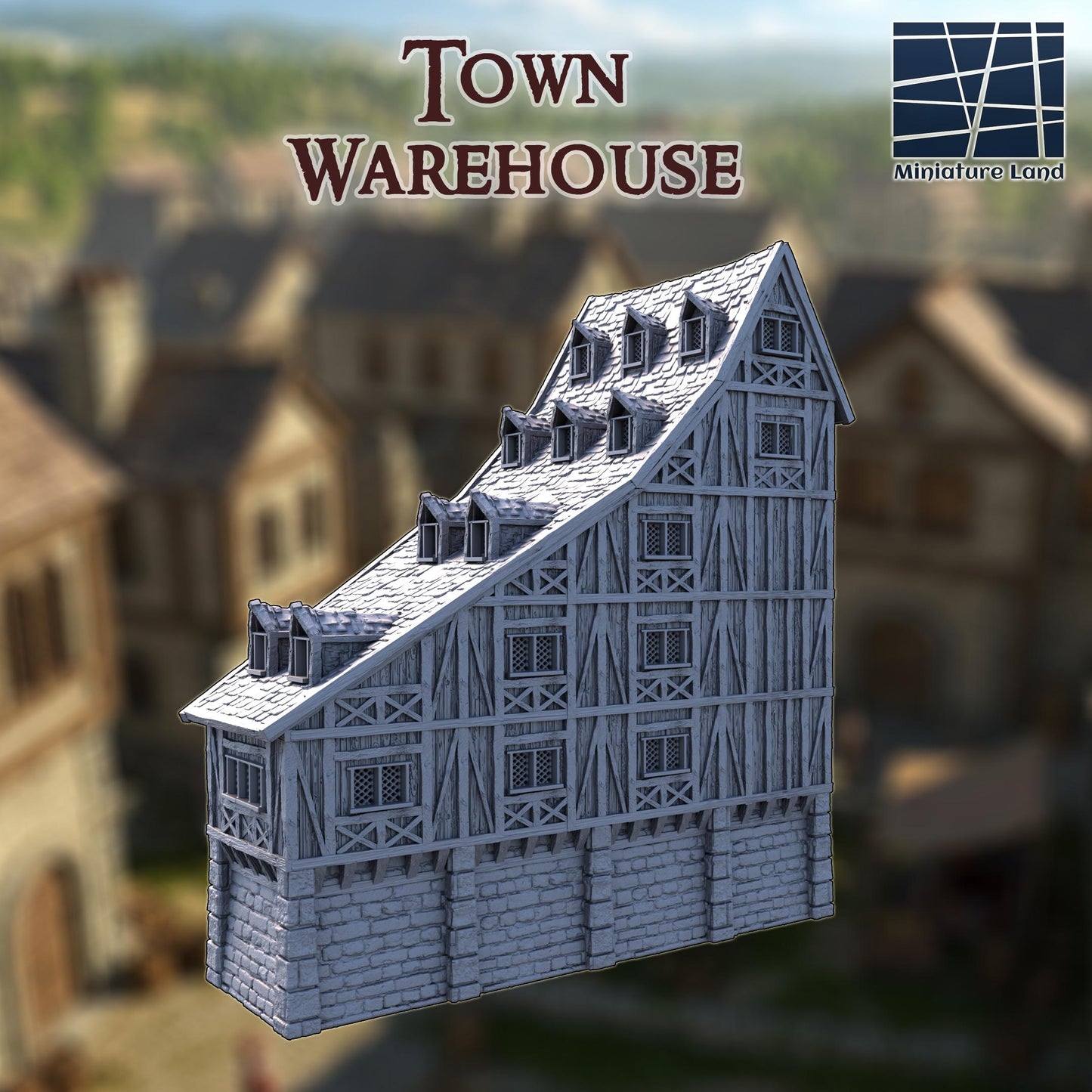 Medieval Town Warehouse - Tabletop Terrain - 28 MM, Tabletop 3D Printed Terrain by MiniatureLand, Perfect for Wargaming and RPGs