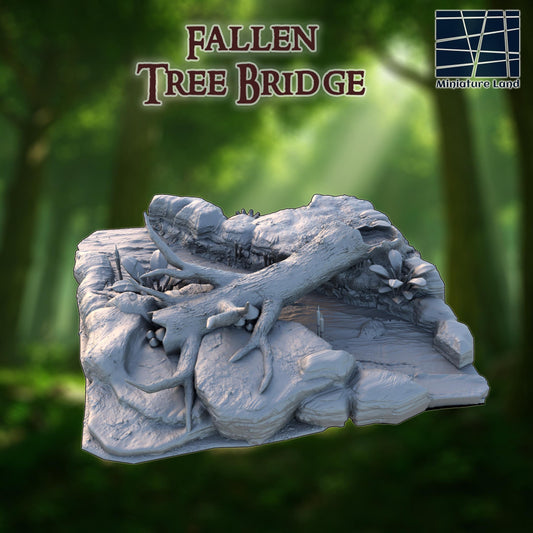 Fallen Tree Bridge - Tabletop Terrain - 28 MM, Tabletop 3D Printed Terrain by MiniatureLand, Perfect for Wargaming and RPGs